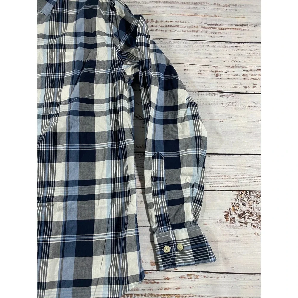 Banana Republic Multicolor Shirt Men's L Plaid Slim Fit Short Sleeve Button-Up
